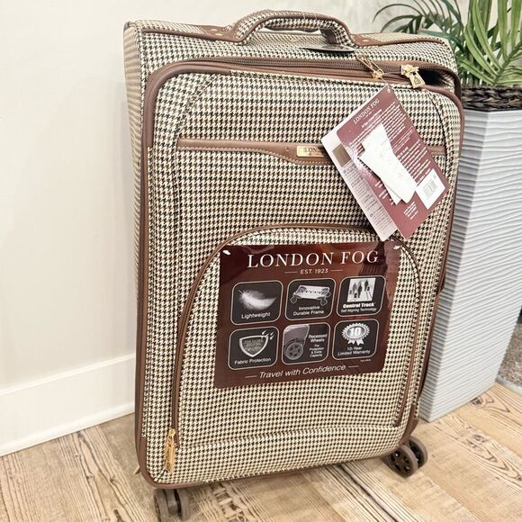 London Fog Oxford III 29”Spinner Luggage suitcase travel bag olive houndstooth - Picture 8 of 16
